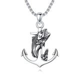 Sterling Silver Deer Bass Fish Wild Duck Fish Hook Pendant Necklace Hunting Jewelry Gifts for Men