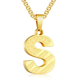 14K Gold Plated American Flag Initial Pendant Necklace for Men