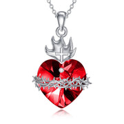 Sterling Silver Sacred Heart of Jesus Pendant Necklace