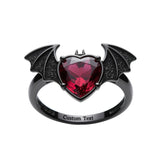 Sterling Silver Personalized Birthstone Punk Skull Bat Snake Ring Goth Jewelry for Halloween Birthday