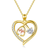 10K 14K 18K Gold Heart Birthstone Personalized Engraved Stethoscope Pendant Necklace