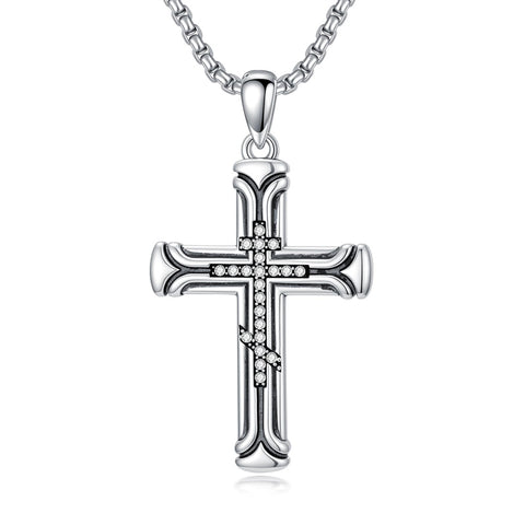 Sterling Silver Cross Christian Pendant Necklace