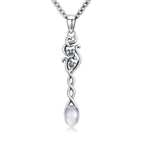 Sterling Silver Horse Turtle Dragon Masks Spoon Pendant Necklace