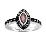 Sterling Silver Marquise Personalized Birthstone Engraved Class 2025 Ring for Women