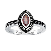 Sterling Silver Marquise Personalized Birthstone Engraved Class 2025 Ring for Women