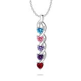 Copper Sterling Silver Personalized 1-6 Simulated Birthstones Mother's Name Heart Pendant Necklace