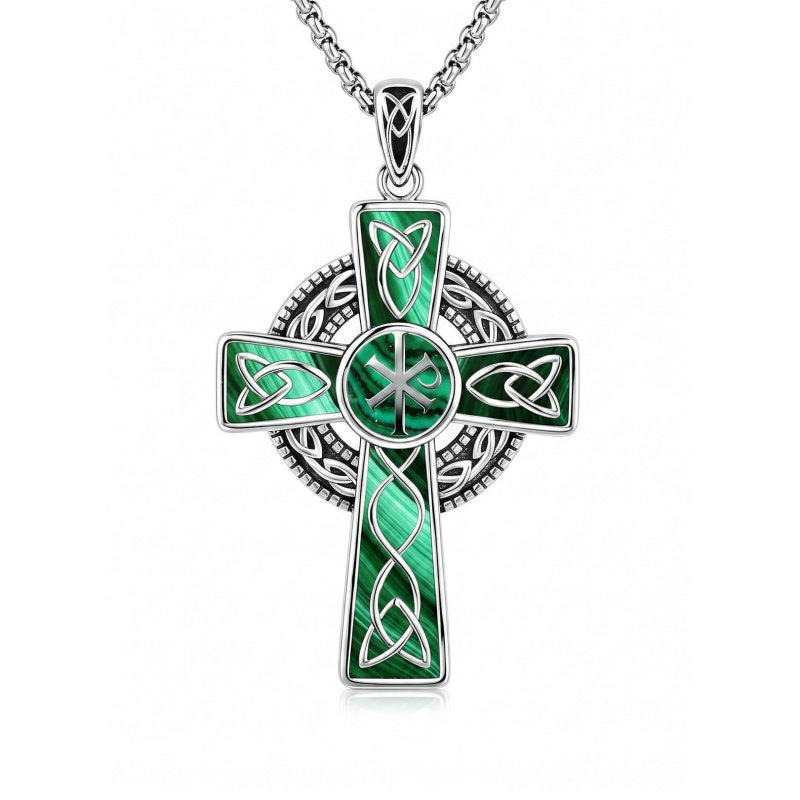 14K Gold Plated Celtic Vikin Cross Pendant Necklace Irish Jewelry Religious Protective Gift