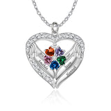 Copper Sterling Silver Simulated Birthstone Name Pendant Necklace for Mom