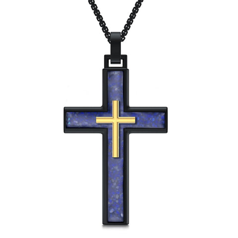 Sterling Silver Cross Religious Necklace for Men