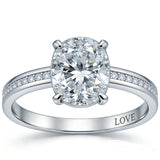 Sterling Silver 10K 14K 18K Gold Personalized Engraved Moissanite Wedding Engagement Promise Band Ring