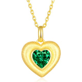 14K Gold Plated Lab-Grown Emerald Pendant Necklaces for Women