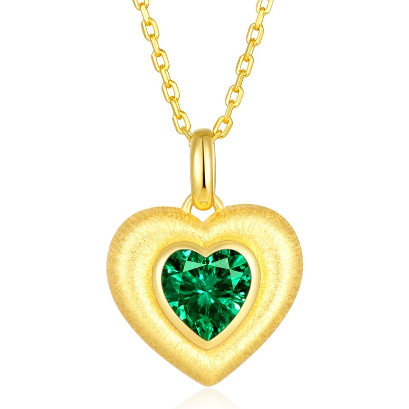 14K Gold Plated Lab-Grown Emerald Pendant Necklaces for Women