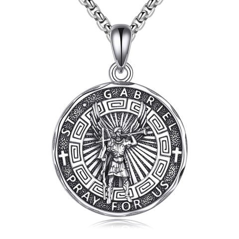 Sterling Silver Saint Gabriel,Saint Jude,Saint Benedict,Saint Patrick ,Saint Peregrine Pendant Necklace