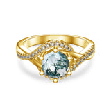 1ct Natural Moss Agate Ring Sterling Silver Green Moss Agate Engagement Ring Wedding Ring Set Jewelry Gift for Women