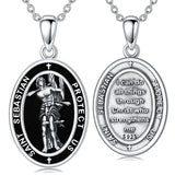 Sterling Silver Saint Christopher St Michael Saint Sebastian Amulet Pendant Necklace