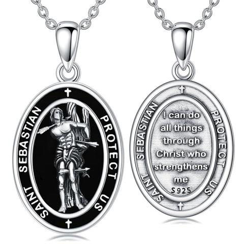 Sterling Silver Saint Christopher St Michael Saint Sebastian Amulet Pendant Necklace