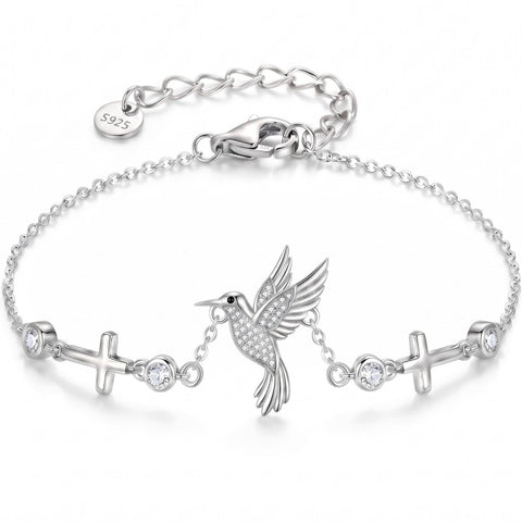 Sterling Silver Dragonfly Butterfly Cardinal Hummingbird Jesus Fish Lotus Daisy Sunflower Rose Faith Cross Bracelet