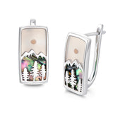 Sterling Silver Abalone Shell Mountain Cat Dog Fox Dragonfly Hummingbird Earring