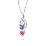 Copper Sterling Silver Personalized 1-6 Simulated Birthstones Mother's Name Heart Pendant Necklace