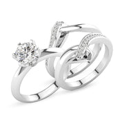 Wedding Ring Set for Women Bridal Ring Set 1 Carat Center Moissanite Engagement Ring Set Silver 3 Piece Wedding Ring Sets