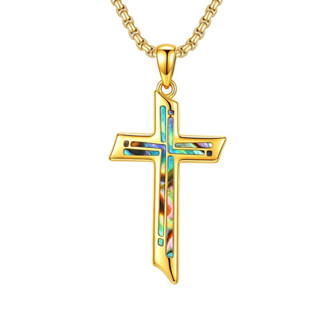 14K Gold Plated Cross Pendant Necklace Religious Confirmation Jewelry