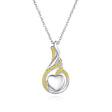 Sterling Silver Heart Shape Tear Dangle Urn Necklace for Ashes