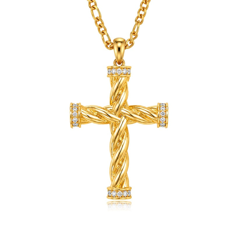 14K Gold  Plated Cross Necklace Simple Religious Jewelry Gift