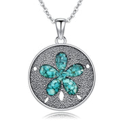 Sterling Silver Turquoise Sand Dollar Pendant Necklace