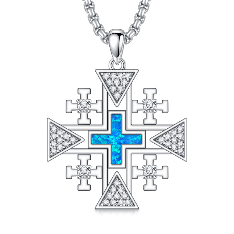 Sterling Silver Wooden Cross Pendant Necklace