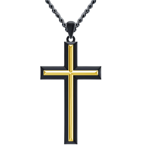 Sterling Silver Cross Religious Necklace for Men