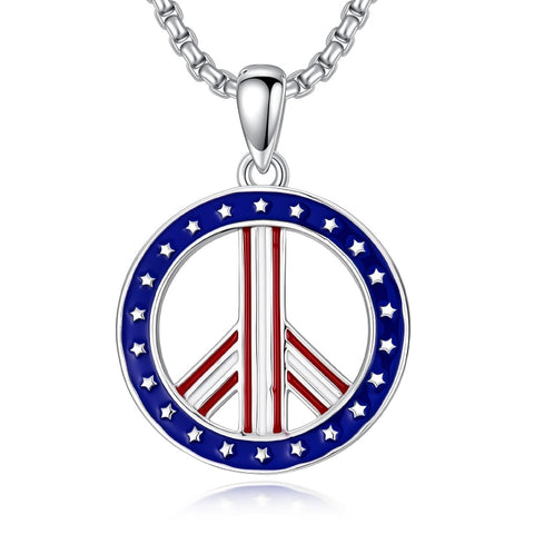 Sterling Silver Peace Sign Coexist Peace Symbol Pirate Tree of Life Thor's Hammer Wolf Raven Viking Series Necklace