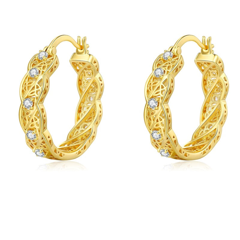 14K Gold Plated Cubic Zircon Hoop Earrings for Women