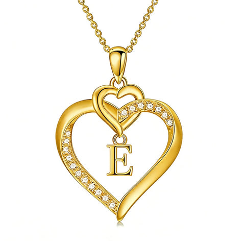 Heart Initial A-Z Pendant Necklace for 14K Gold Plated Women Initials Jewelry Gifts