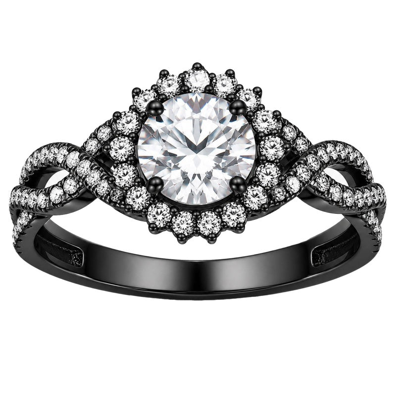 Sterling Silver 10K 14K 18K Gold Custom Engraved Moissanite Engagement Wedding Ring