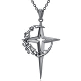 Sterling Silver Gothic Black Moon and Star Pendant Necklace