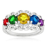 Sterling Silver 2-5 Birthstones Family Ring Gifts for Mother's Day
