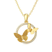 14K 18K Real Gold Butterfly Necklace with Moissanite, Butterfly Pendant Necklace Jewelry Gift for Mother Wife Girlfriend