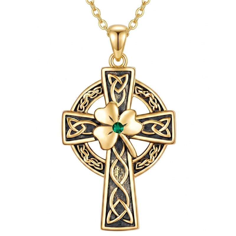 14K Gold Plated Cross Necklace for Women