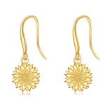 14K Yellow Gold Sunflower Earrings for Women Solid Gold Earrings Jewelry Gifts for Her