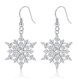 925 Sterling Silver Snowflake Drop Earrings for Women High Polished Silver Dangle Drop Earrings  Dangle Jewelry Snowflake Earrings for Women