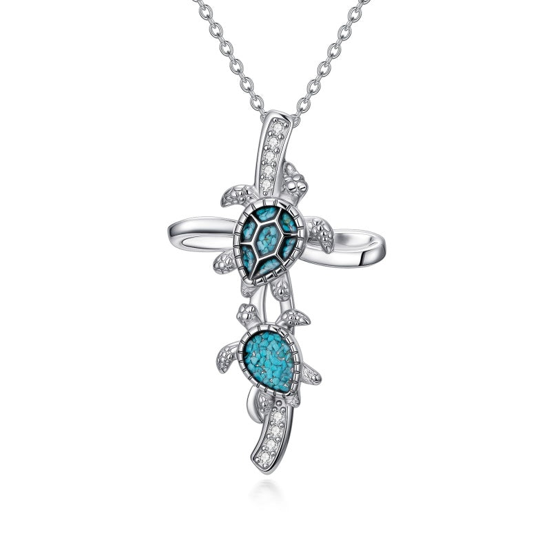 14K Gold Plated Turquoise Turtle Dragonfly Hummingbird Pendant Necklace