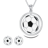 Rotatable Football Necklace 925 Sterling Silver Soccer Ball Pendant Necklace Soccer Jewelry Gifts for Soccer Lovers Fans Women Girls Sports Lovers