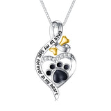 Sterling Sliver Yorkshire Corgi Labrador Pug Bulldog Paw Print Pendant Necklace