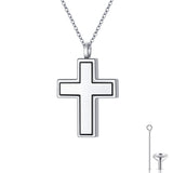 S925 Sterling Silver Cross Urn Necklace Memorial Ashes Keepsake Exquisite Cremation Simple Bar Cross Pendant Jewelry