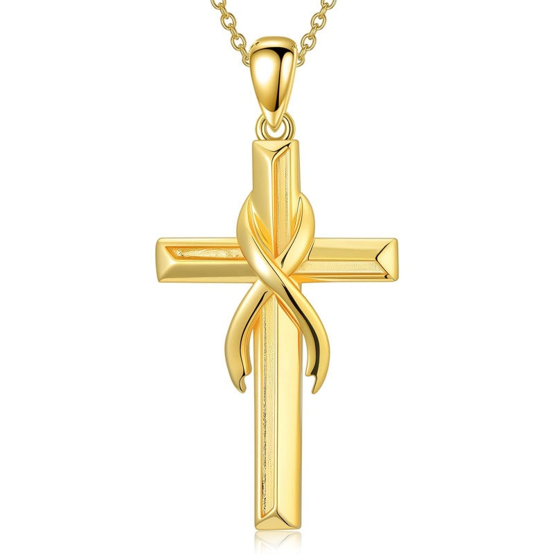 14K Gold Plated Cross Pendant Necklace for Women