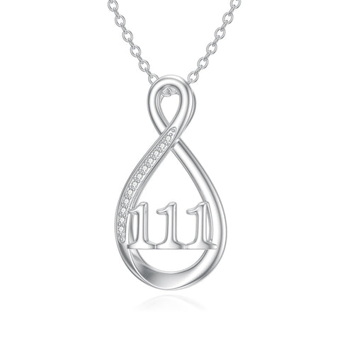 Sterling Silver 111 222 333 444 555 777 888 999 Infinity Angel Number Pendant Necklace
