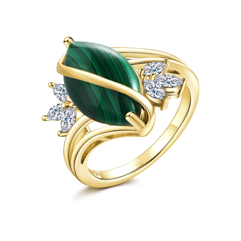 Sterling Silver Turquoise Malachite Engagement Ring for Women Western Jewelry