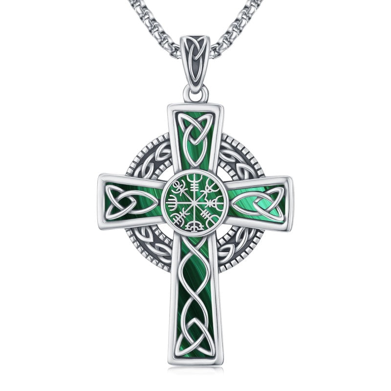 14K Gold Plated Celtic Vikin Cross Pendant Necklace Irish Jewelry Religious Protective Gift