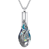 Sterling Silver Crystal Phoenix Urn Necklace for Ashes