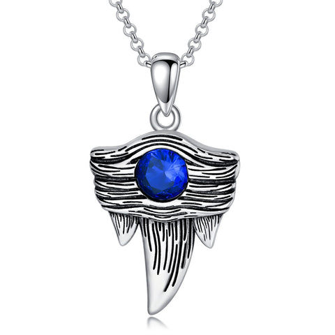 Sterling Silver Cubic Zirconia Shark Tooth Pendant Necklace